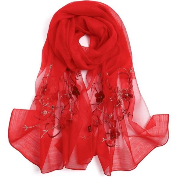 Women Silk & Wool Long and Large Scarf Shawl Wrap For Evening Dress - Picture 1 of 6